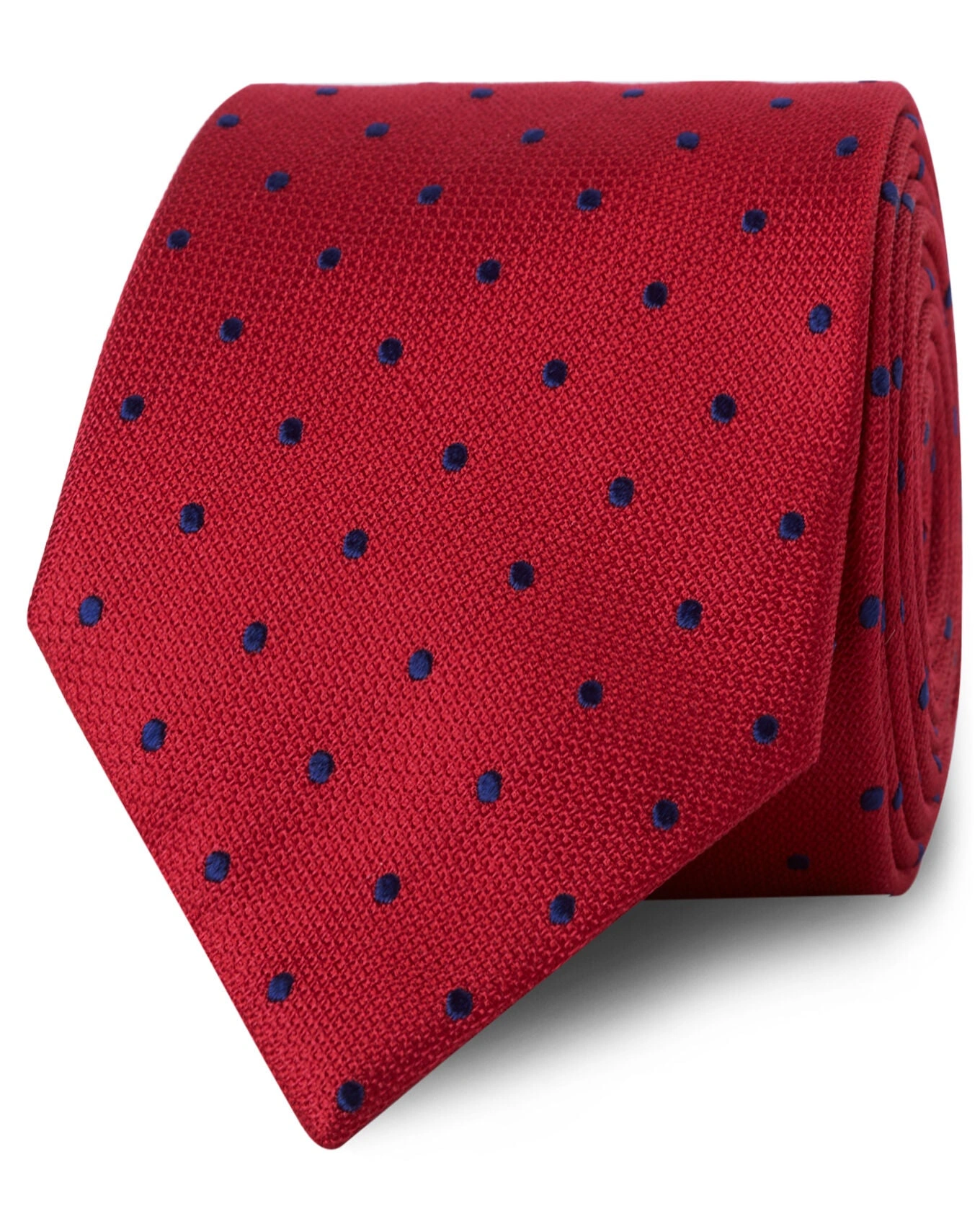 Navy Red Spot Satin Tie - Classic with a Twist