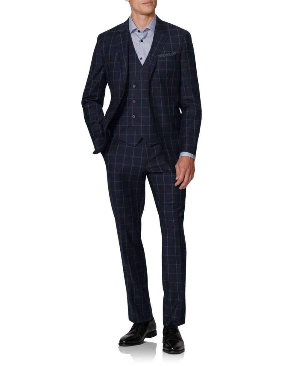 Navy Windowpane Waistcoat: Sharp Style, Slim Fit – Adelphi Statement.